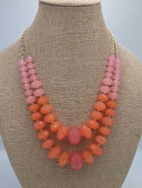 Cookie Lee Pink & Orange Beaded Chunky Necklace
